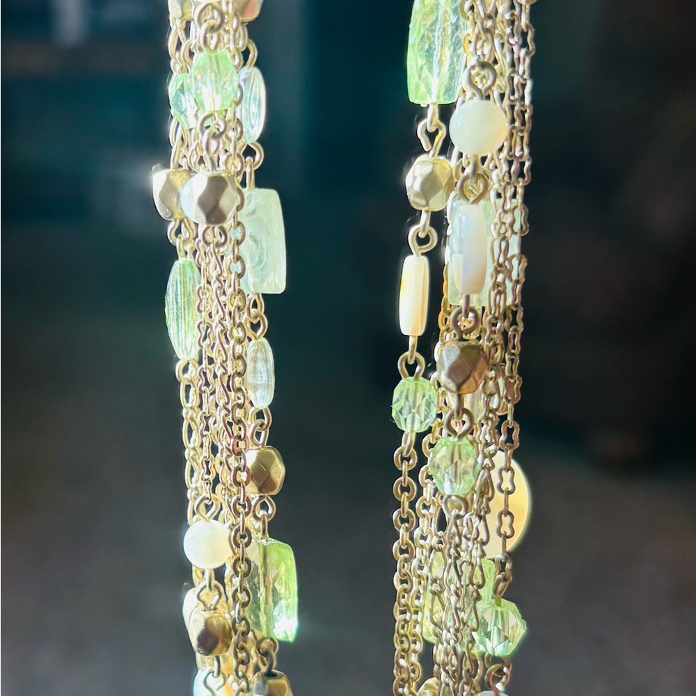Lia Sophia Gold and Green Layered Necklace